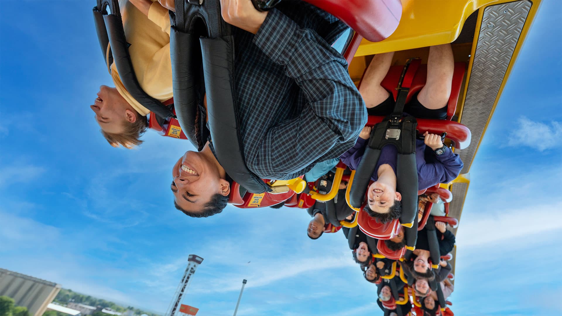 guests upside down on storm runner