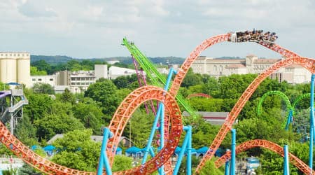 People riding Fahrenheit Rollercoaster