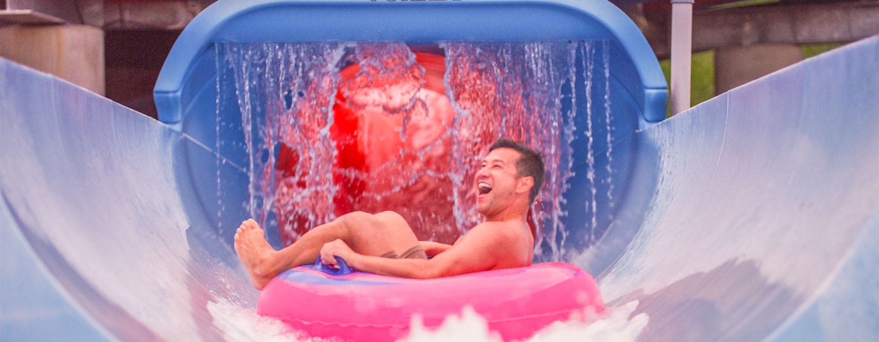 Rider going through the tunnel of ride