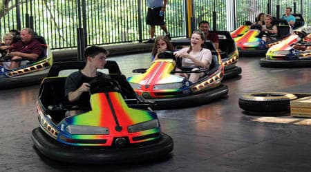 People riding the Fender Bender ride at Hersheypark