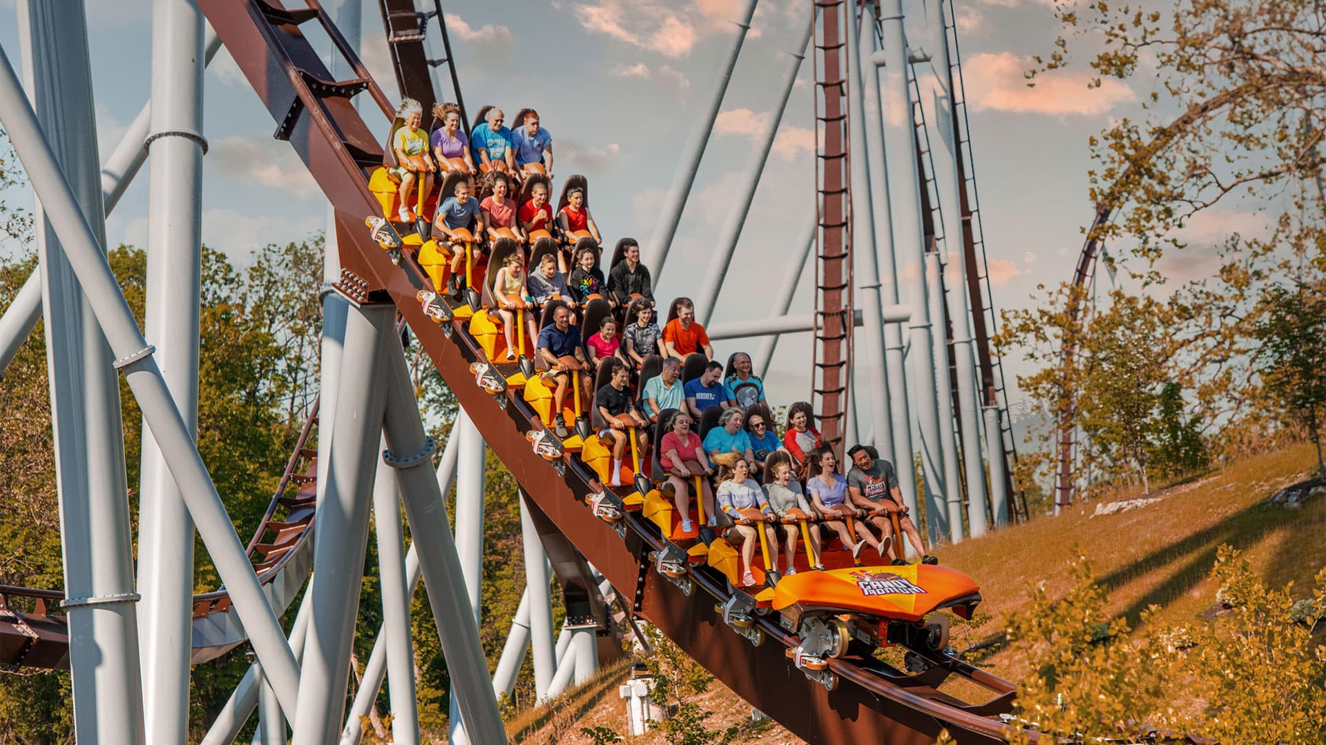 riders on candymonium hersheypark fall
